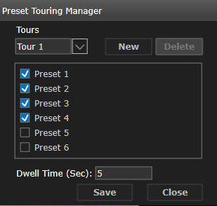 Check off all presets that will become part of the new preset tour.