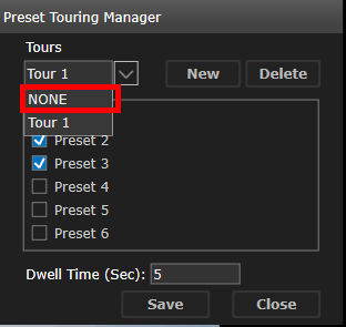 To stop Preset Touring